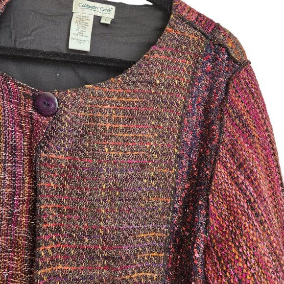 Vintage Coldwater Creek Tweed Jacket Blazer Boho Patchwork Artsy Lagenlook  Sz L - Picture 3 of 12
